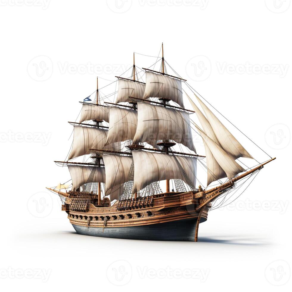 Ship on white background. Generative AI photo