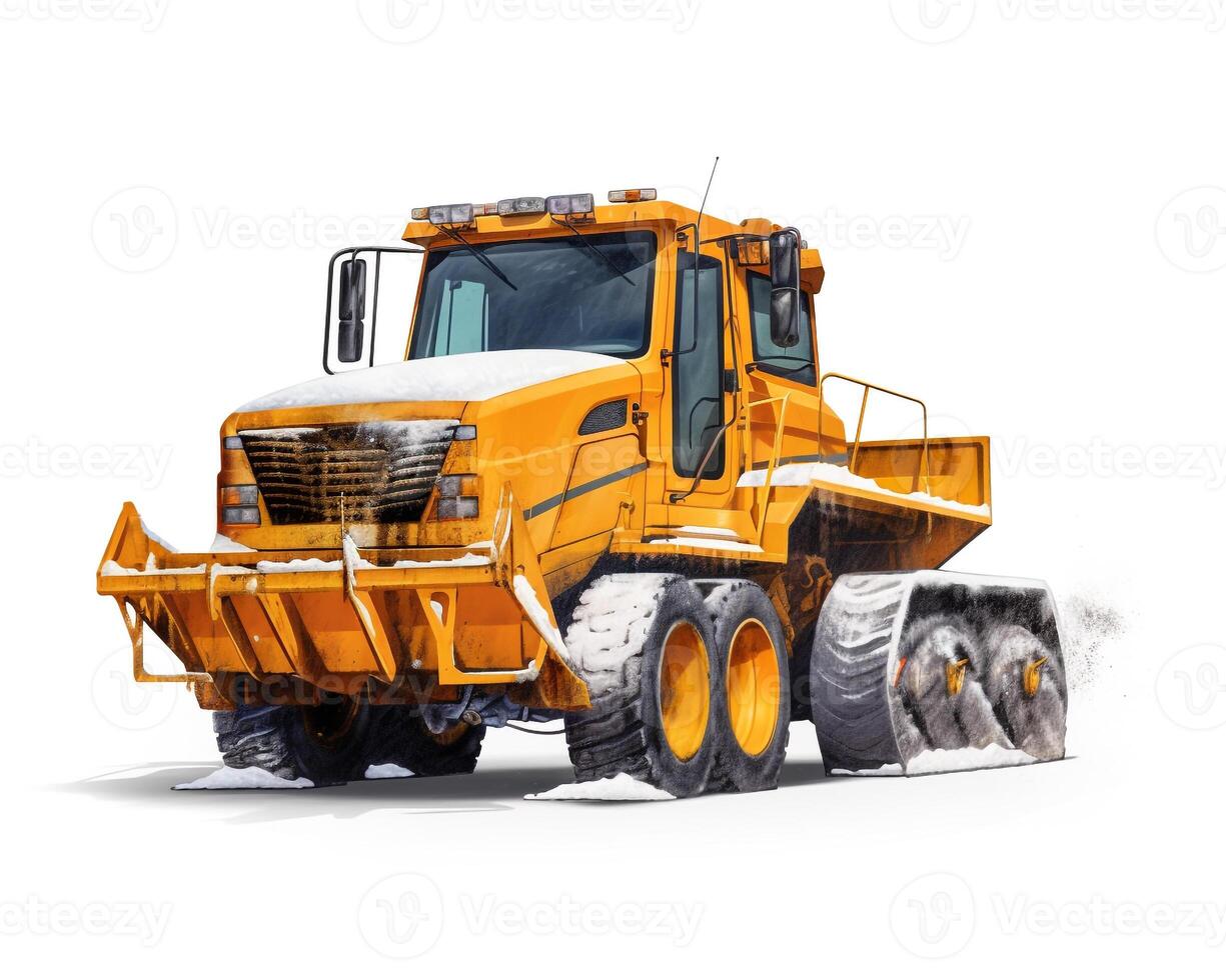 Snowplow on white background. Generative AI photo