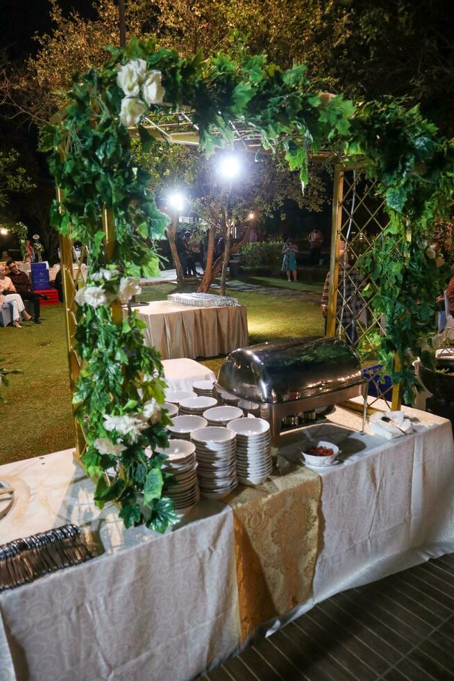 Garden Wedding Party at Night photo