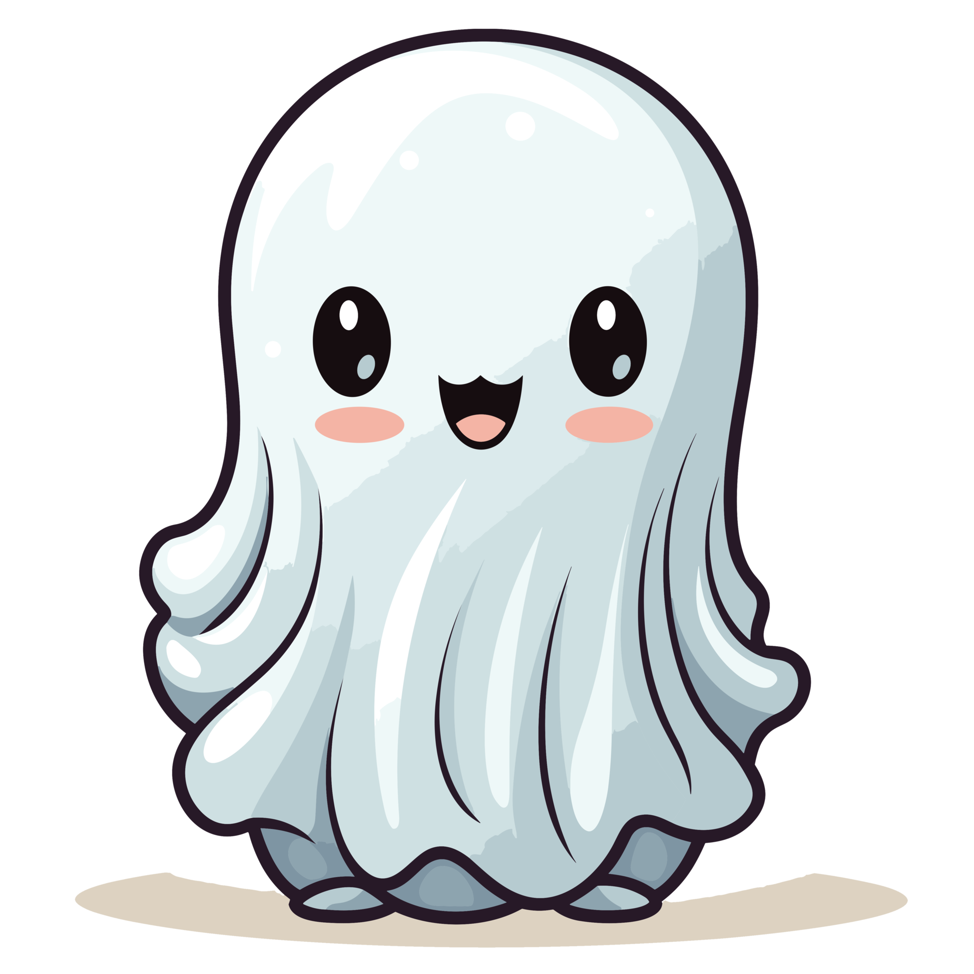 Beautiful Cute Halloween Ghost - Ai Generative 32874098 PNG