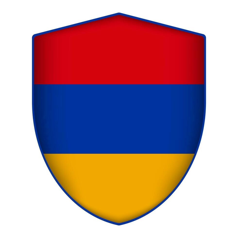 Armenia flag in shield shape. Vector illustration.