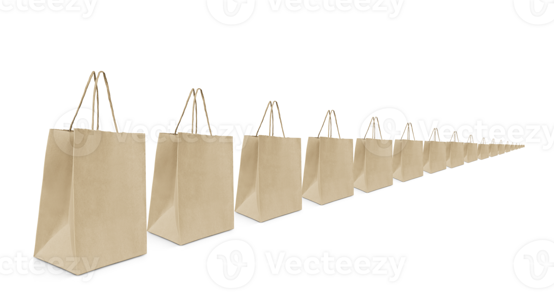 Mockup set of shopping paper bags PNG transparent