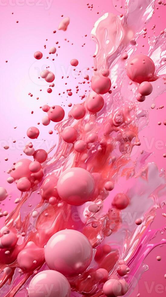 bright pink,berry splash,splashes and drops of fruit yogurt,horizontal format,blackberry,raspberry and strawberry.abstract background,ai generated. photo