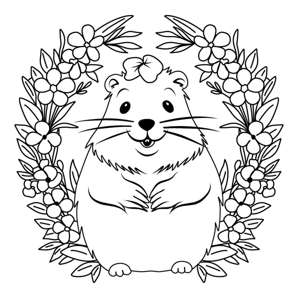Groundhog Day coloring page. vector