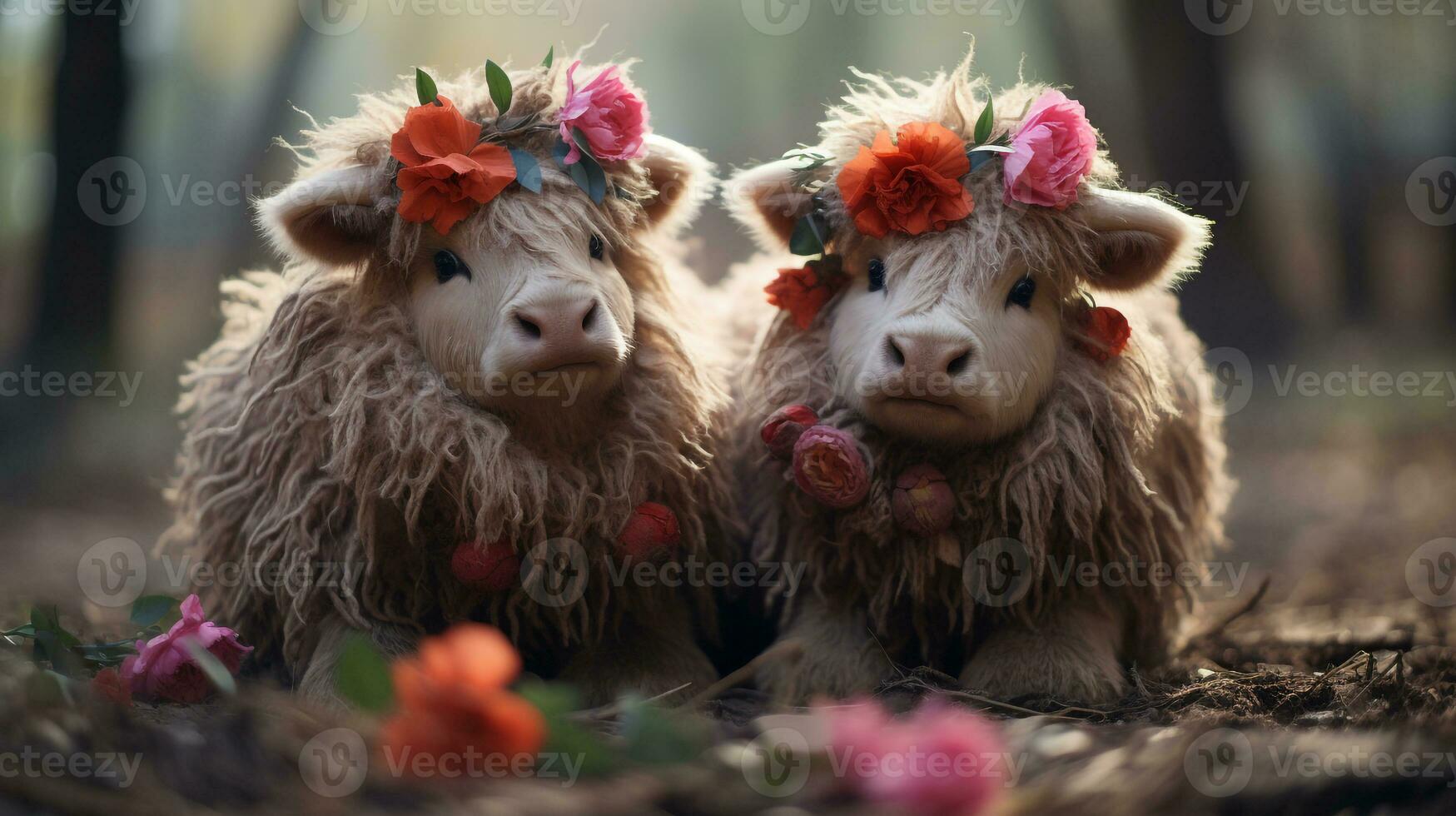 photo of heart-melting two Yaks with an emphasis on expression of love. Generative AI