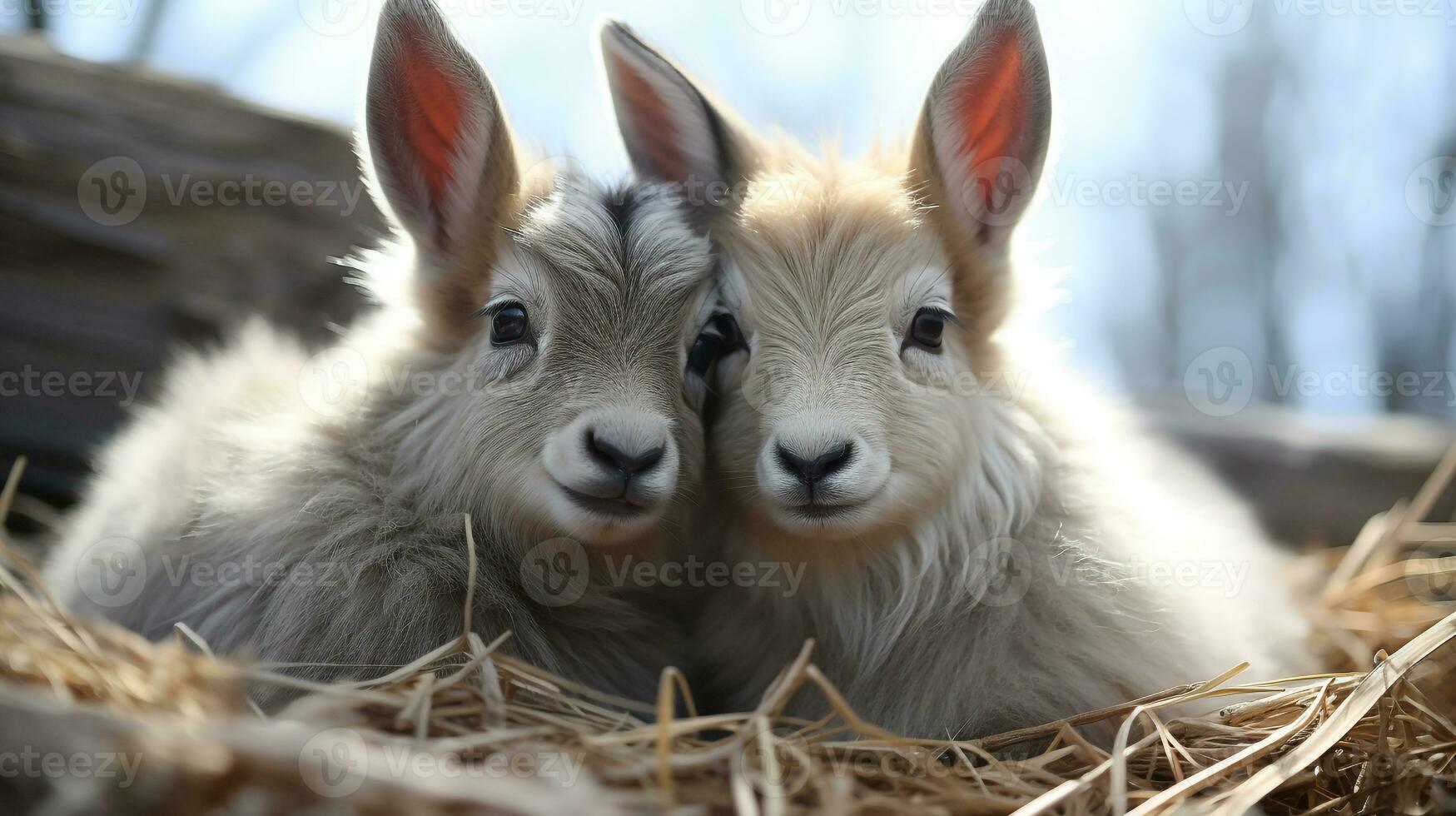 photo of heart-melting two Zonkeys with an emphasis on expression of love. Generative AI