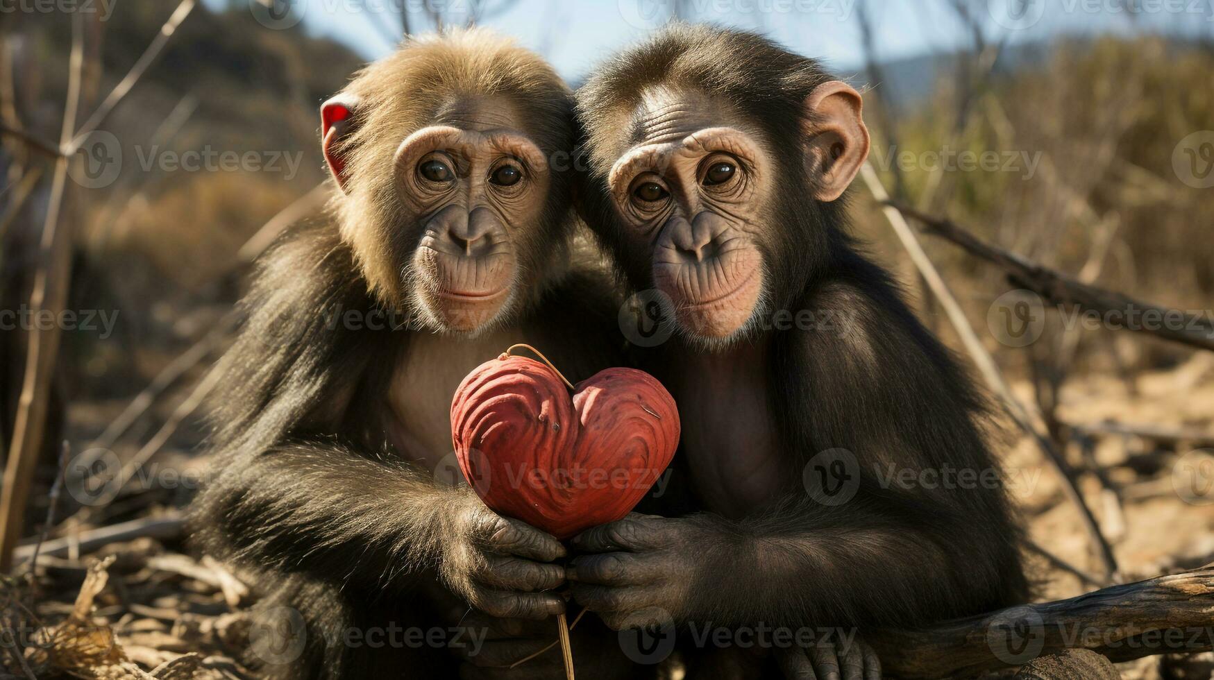 photo of heart-melting two Zebus with an emphasis on expression of love. Generative AI