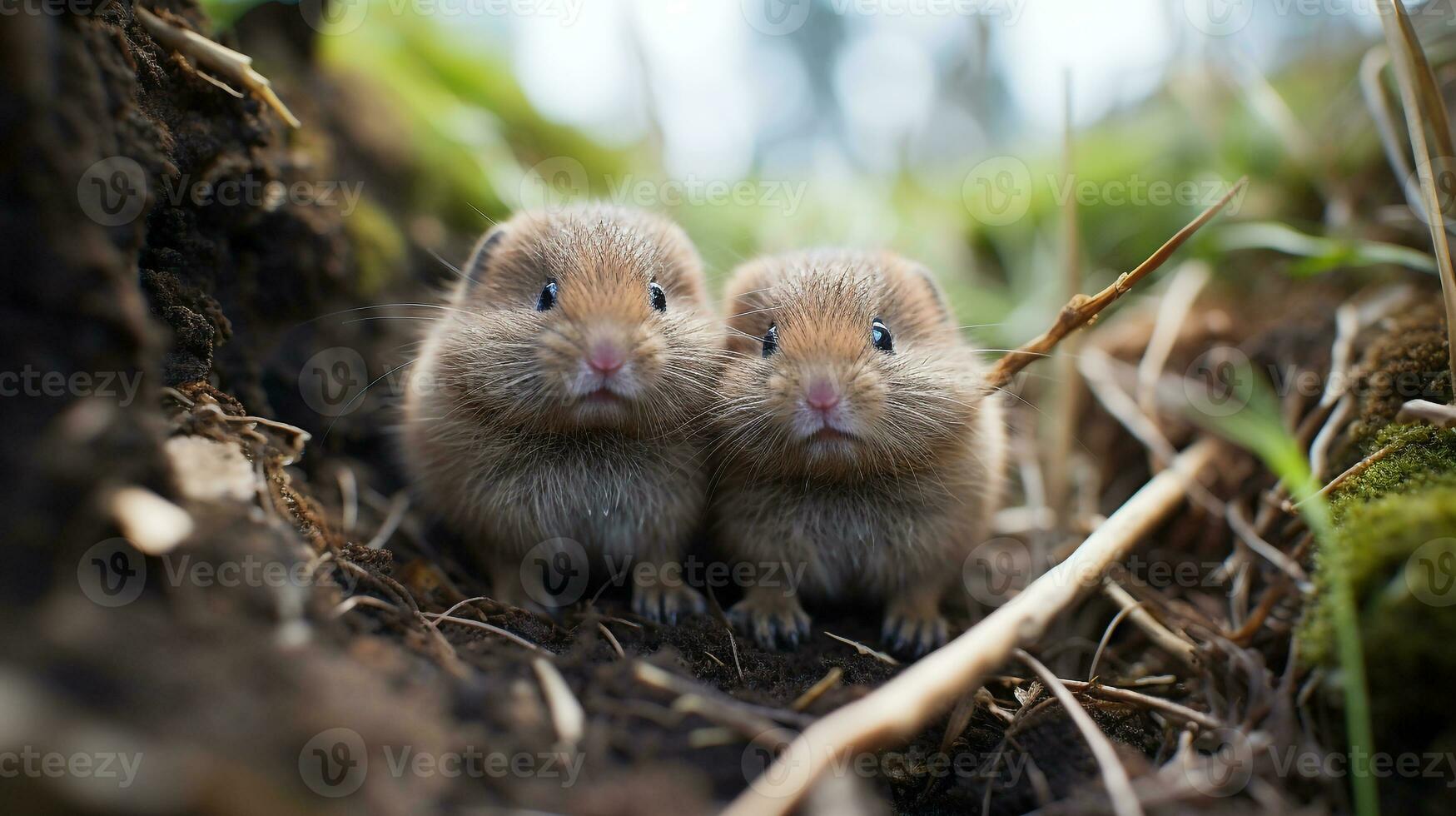 photo of heart-melting two Woodchucks with an emphasis on expression of love. Generative AI