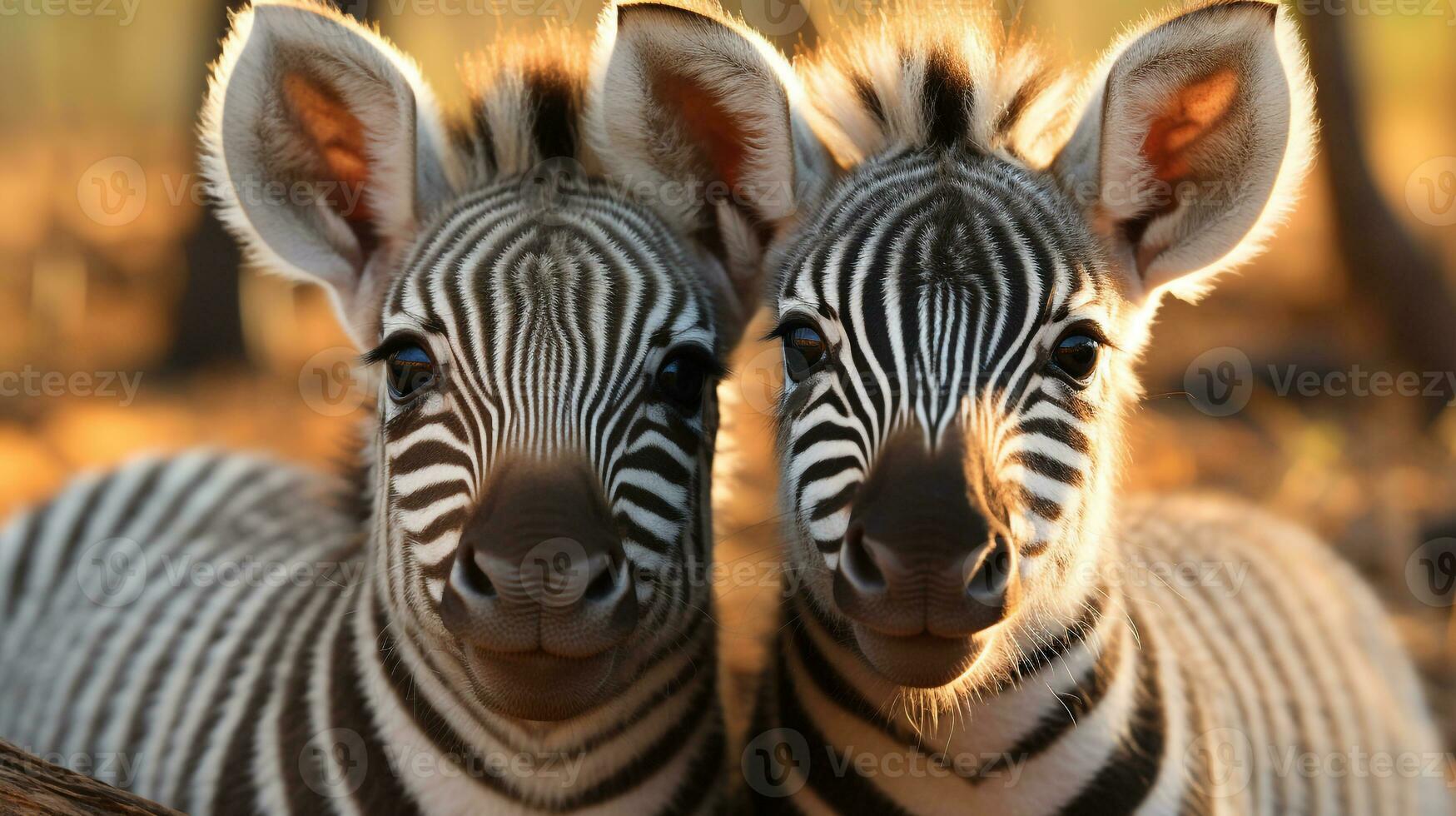 photo of heart-melting two Zebras with an emphasis on expression of love. Generative AI