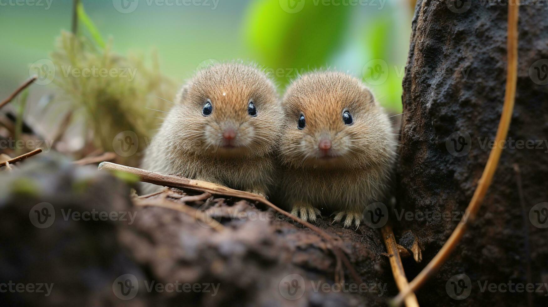 photo of heart-melting two Woodchucks with an emphasis on expression of love. Generative AI