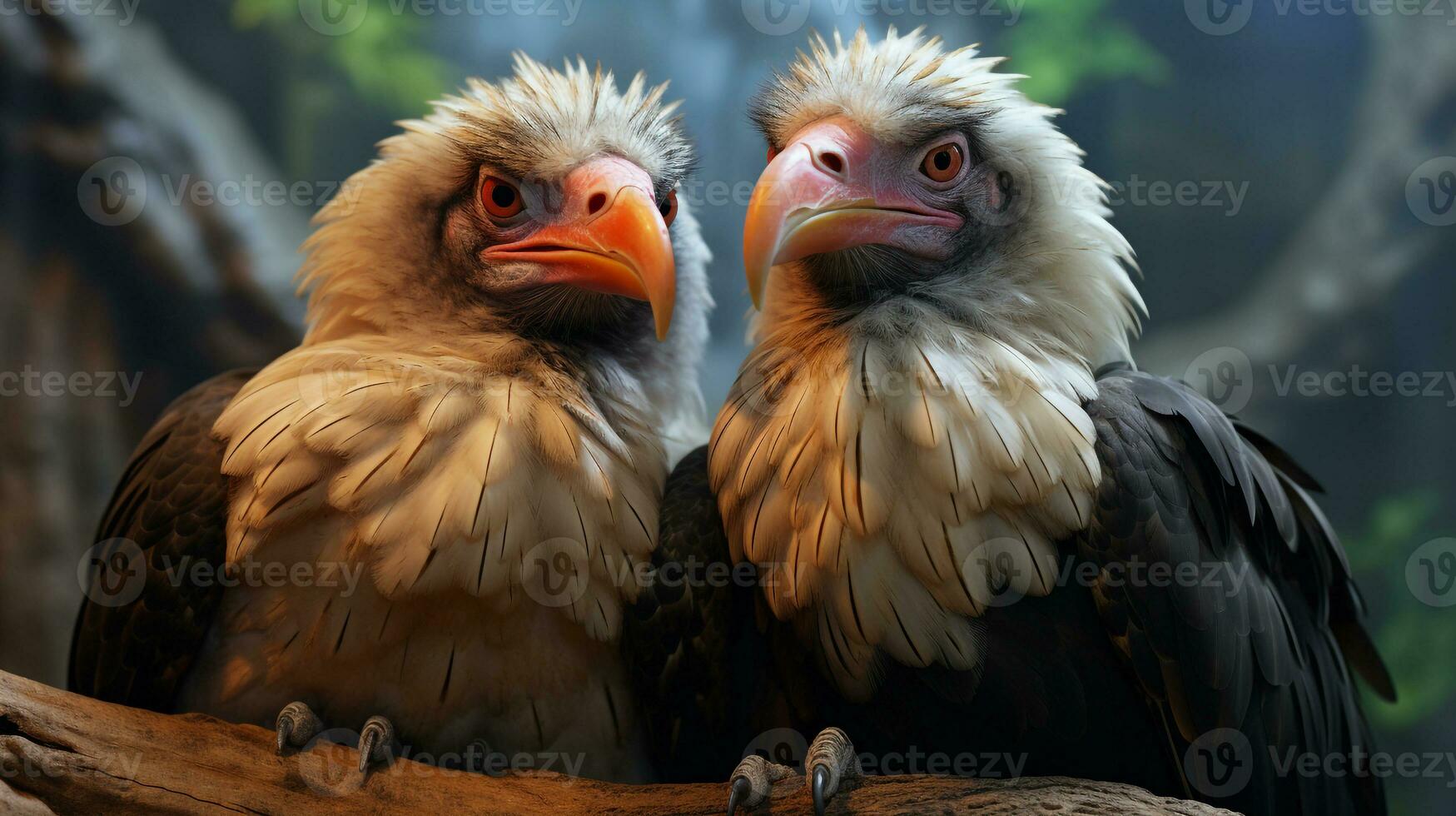 photo of heart-melting two Vultures with an emphasis on expression of love. Generative AI