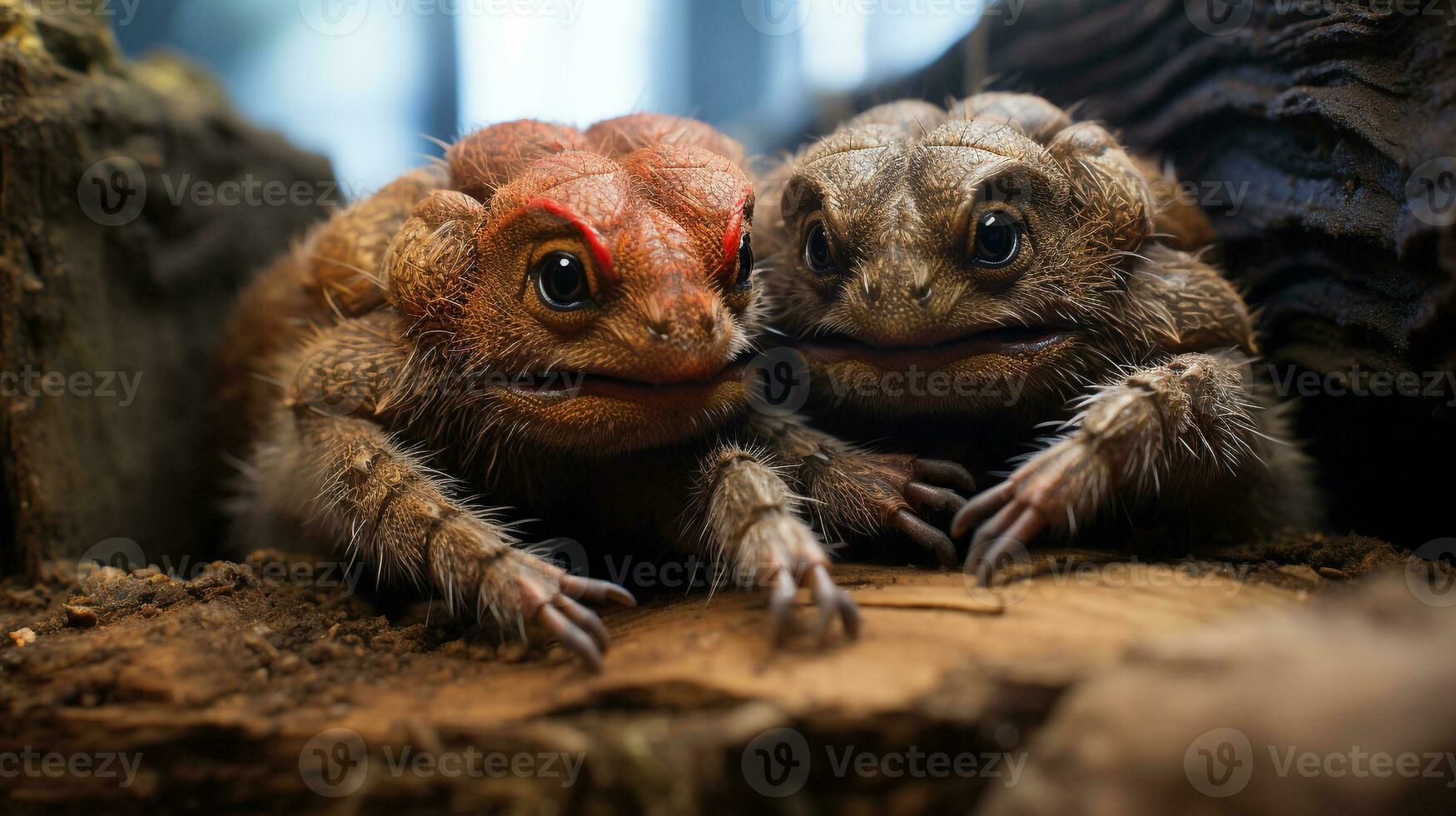 photo of heart-melting two Tarantulas with an emphasis on expression of love. Generative AI