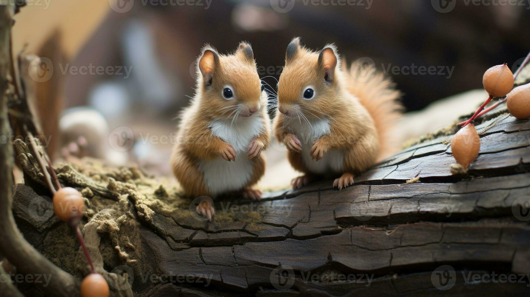 photo of heart-melting two Squirrels with an emphasis on expression of love. Generative AI