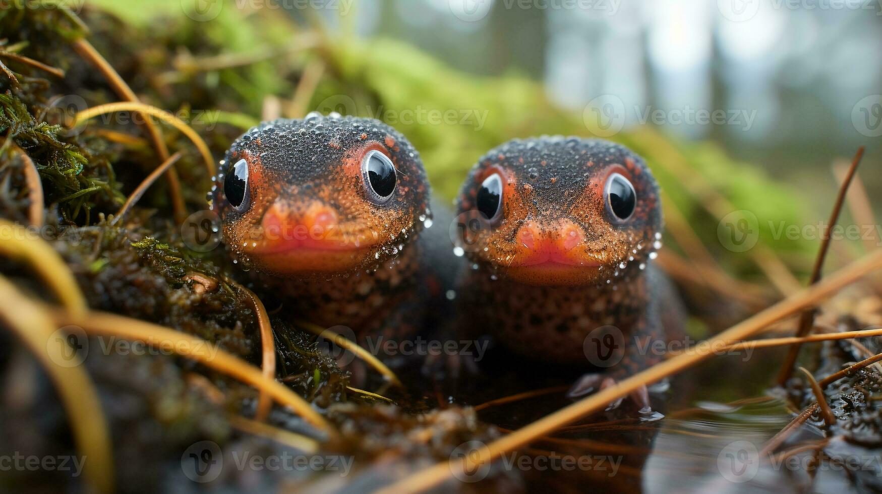 photo of heart-melting two Newts with an emphasis on expression of love. Generative AI