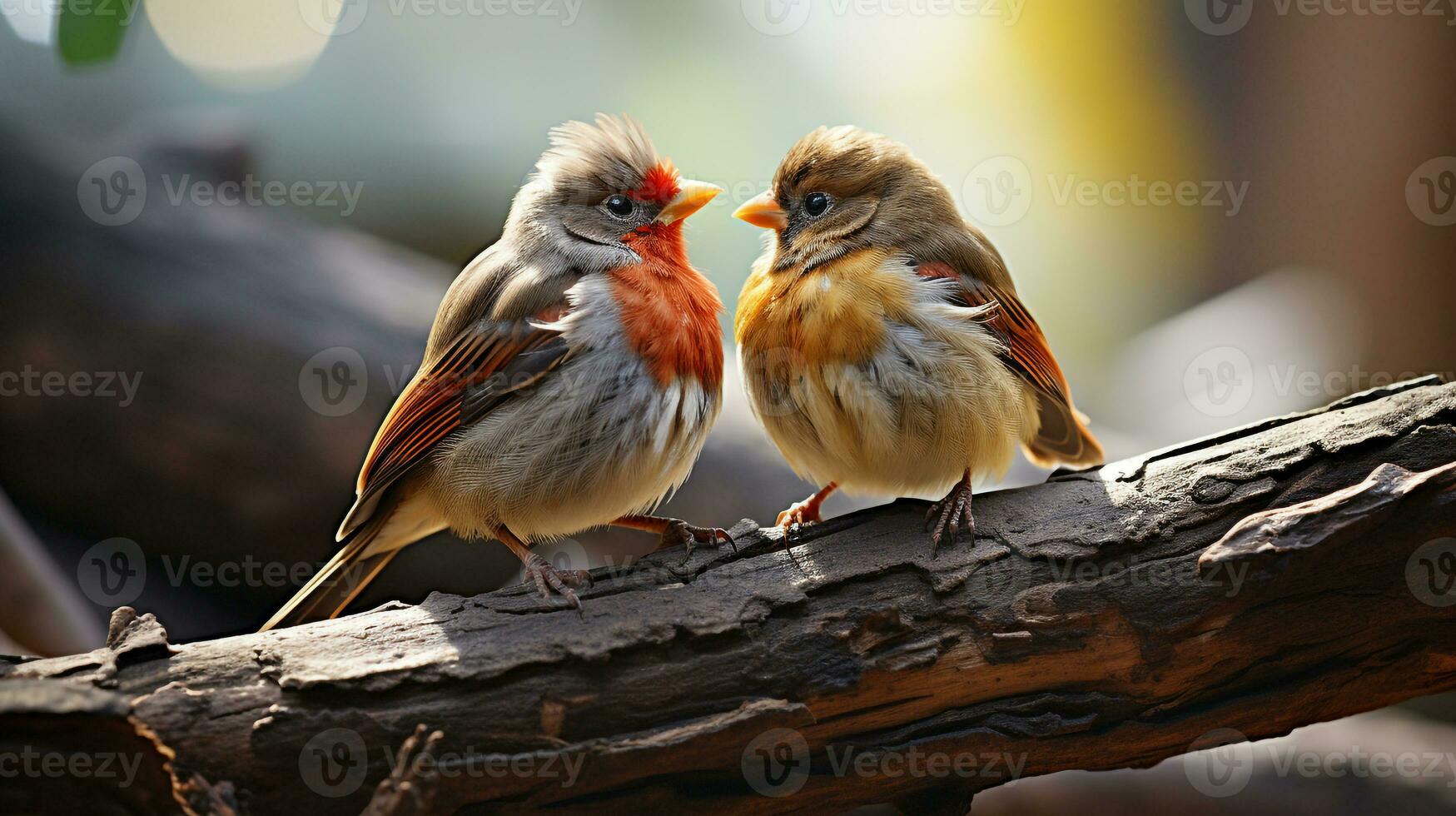 photo of heart-melting two Nightingales with an emphasis on expression of love. Generative AI