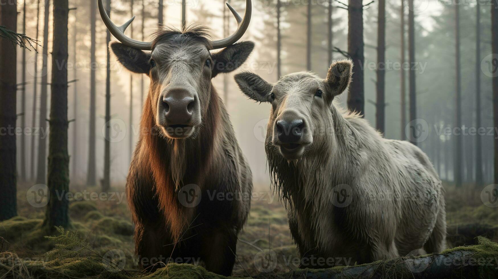 photo of heart-melting two Mooses with an emphasis on expression of love. Generative AI