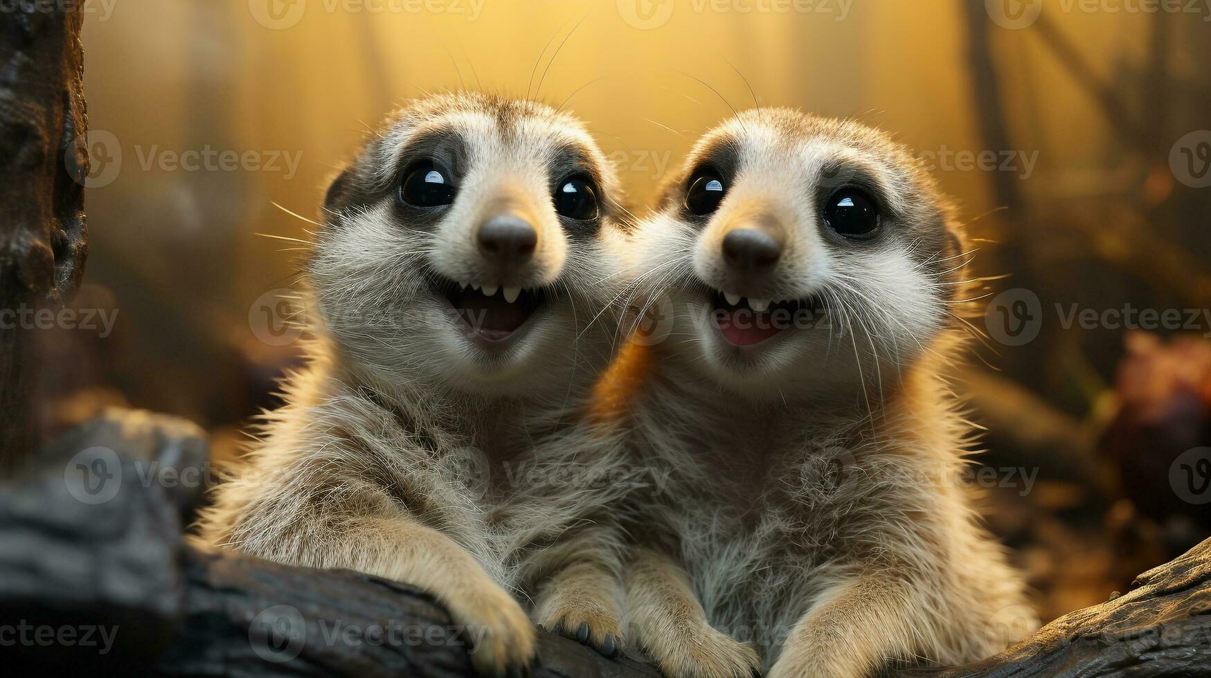 photo of heart-melting two Meerkats with an emphasis on expression of love. Generative AI