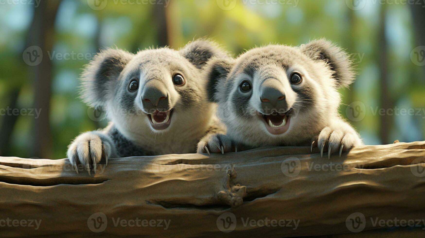 photo of heart-melting two Koalas with an emphasis on expression of love. Generative AI