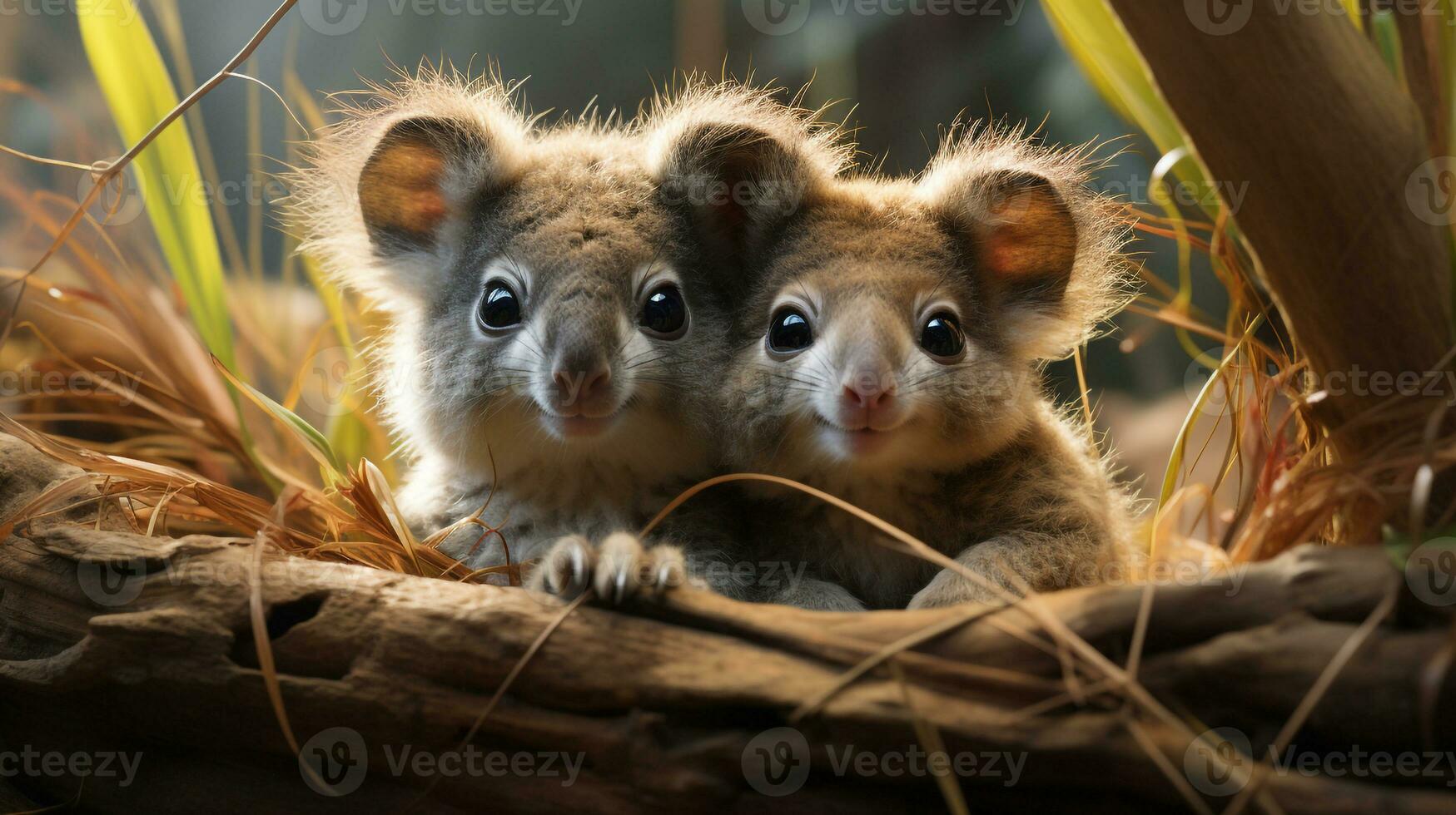 photo of heart-melting two Koalas with an emphasis on expression of love. Generative AI