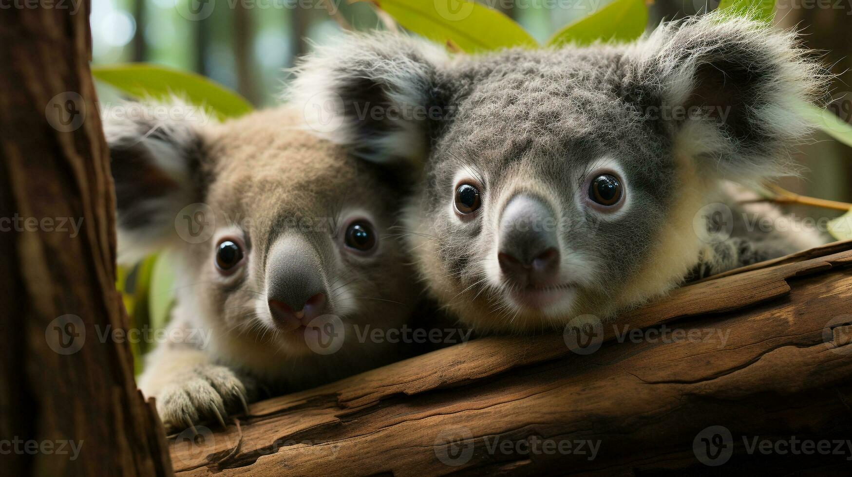 photo of heart-melting two Koalas with an emphasis on expression of love. Generative AI