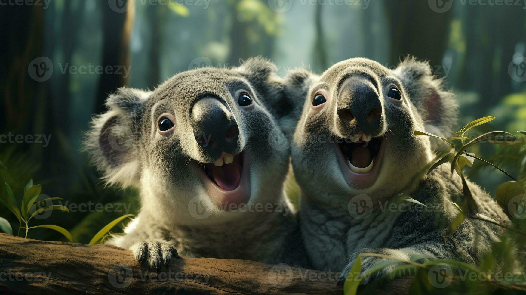 foto de conmovedor dos koalas con un énfasis en expresión de amor. generativo ai