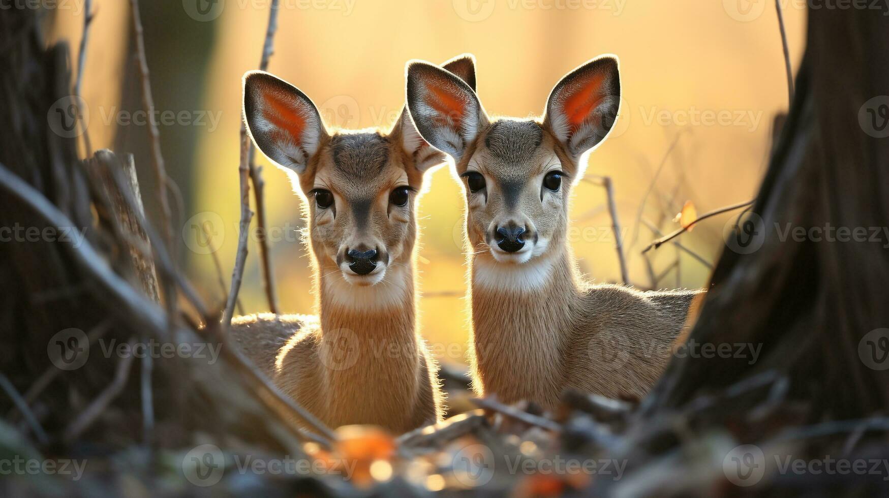 photo of heart-melting two Gazelles with an emphasis on expression of love. Generative AI