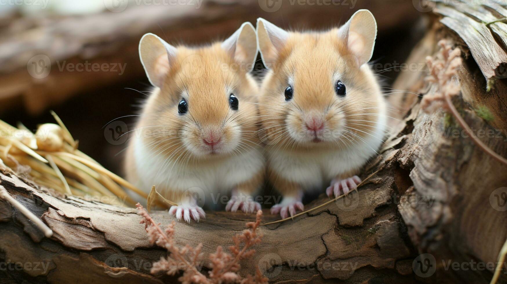 photo of heart-melting two Gerbils with an emphasis on expression of love. Generative AI