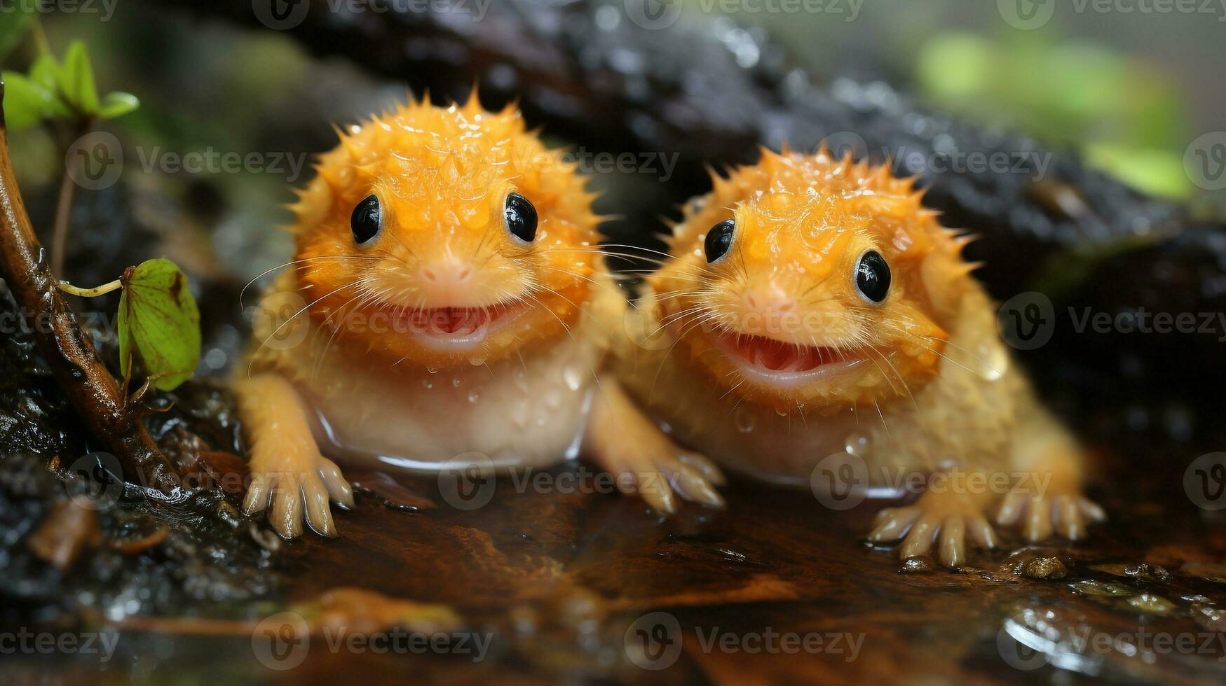 photo of heart-melting two Frogs with an emphasis on expression of love. Generative AI