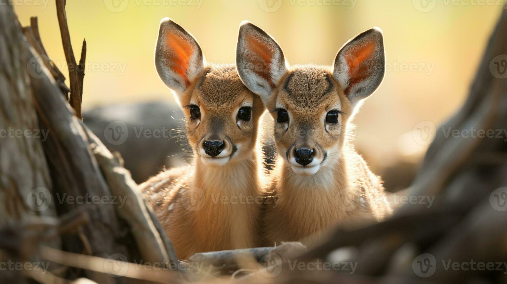 photo of heart-melting two Gazelles with an emphasis on expression of love. Generative AI