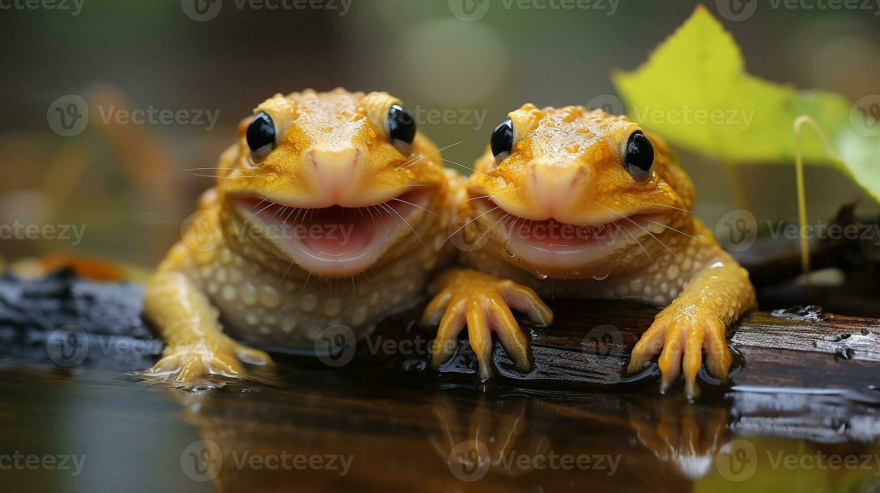 photo of heart-melting two Frogs with an emphasis on expression of love. Generative AI