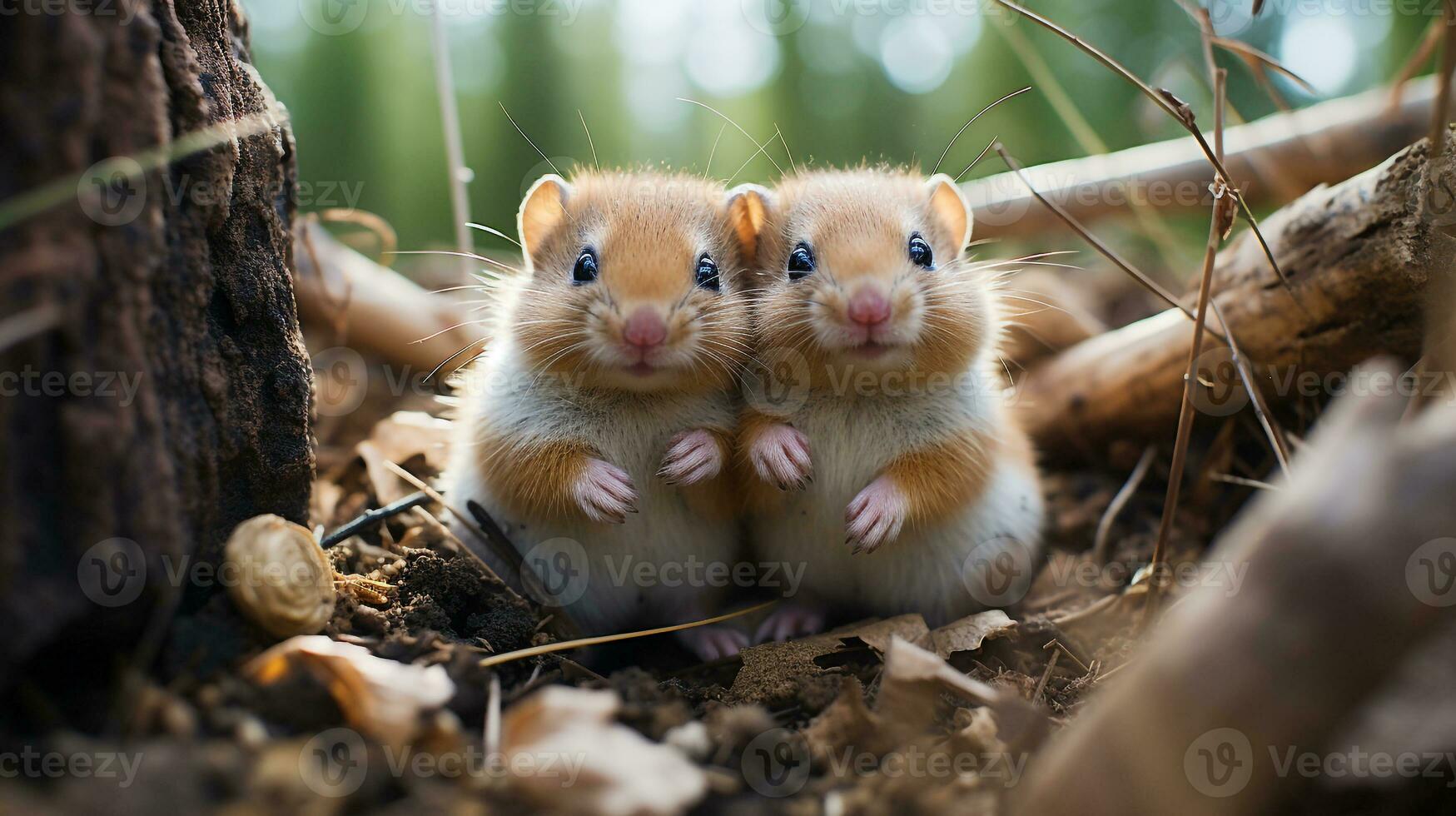 photo of heart-melting two Ferrets with an emphasis on expression of love. Generative AI