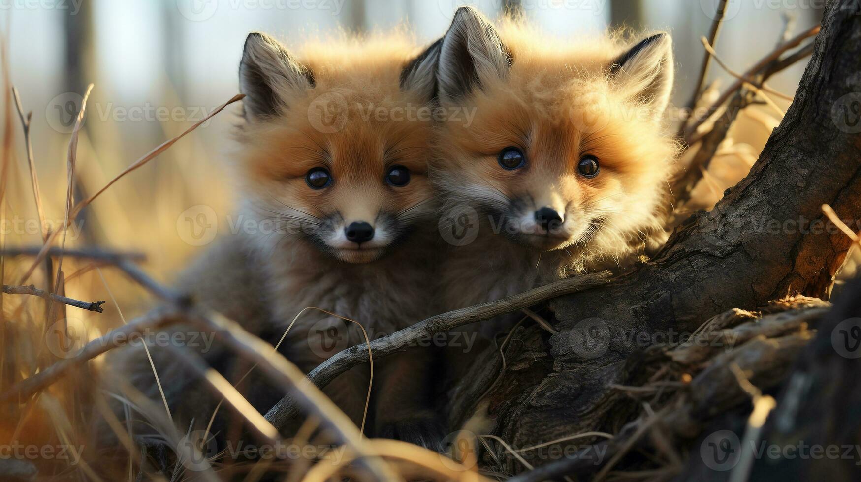 photo of heart-melting two Foxs with an emphasis on expression of love. Generative AI