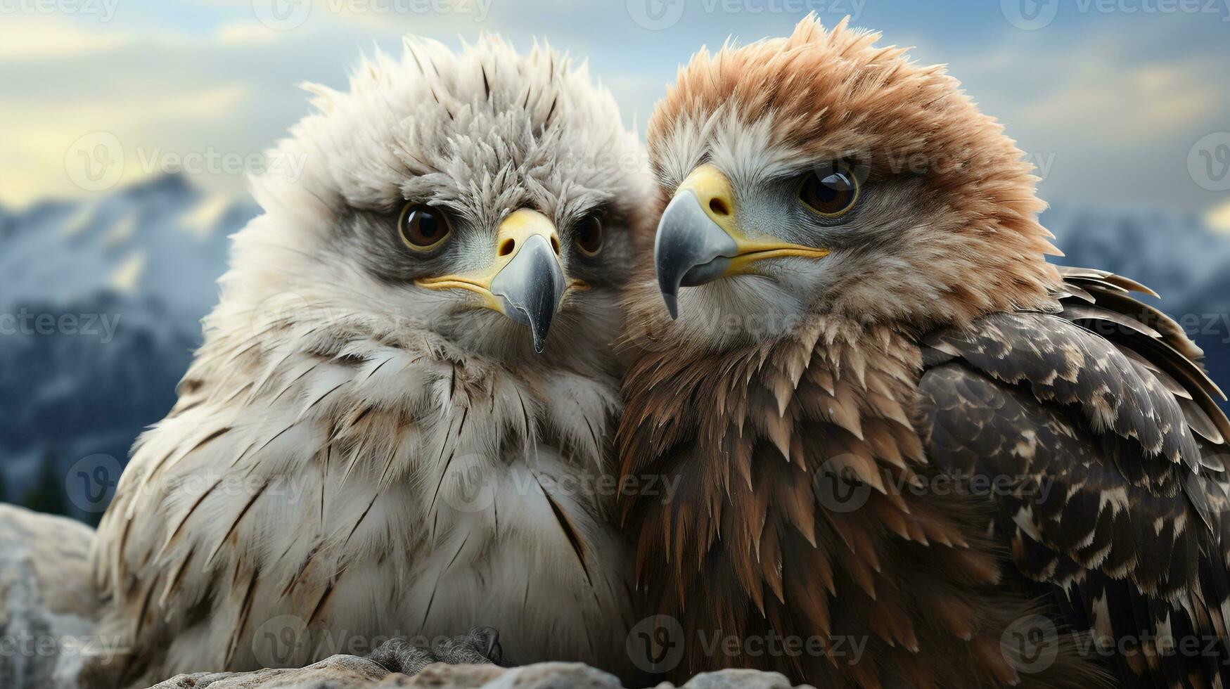 photo of heart-melting two Falcons with an emphasis on expression of love. Generative AI