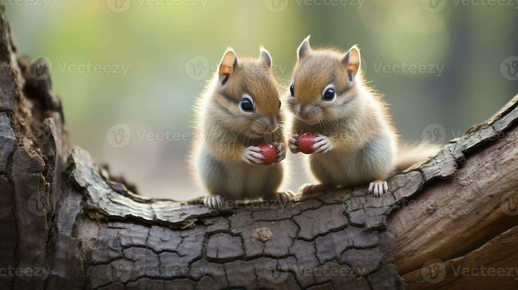 photo of heart-melting two Chipmunks with an emphasis on expression of love. Generative AI
