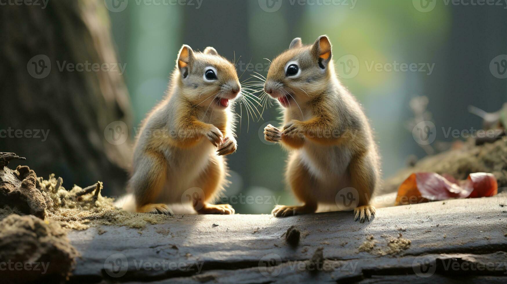 photo of heart-melting two Chipmunks with an emphasis on expression of love. Generative AI