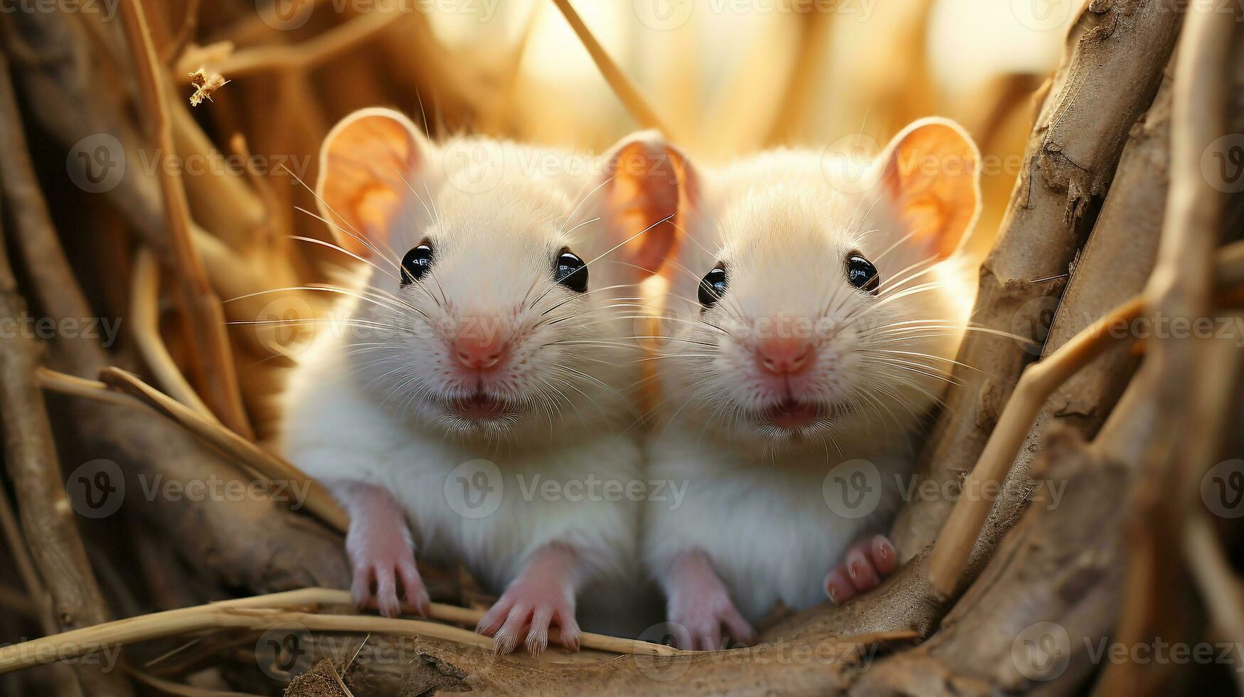 photo of heart-melting two Cane Rats with an emphasis on expression of love. Generative AI