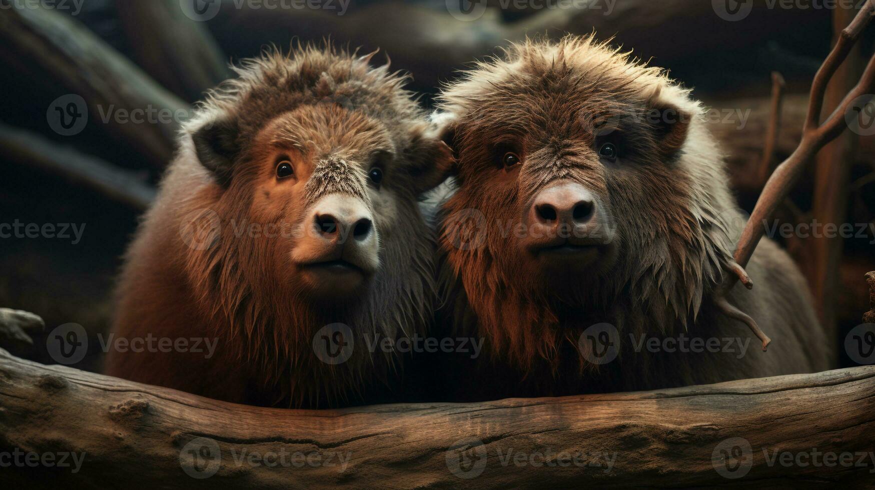 photo of heart-melting two Bisons with an emphasis on expression of love. Generative AI