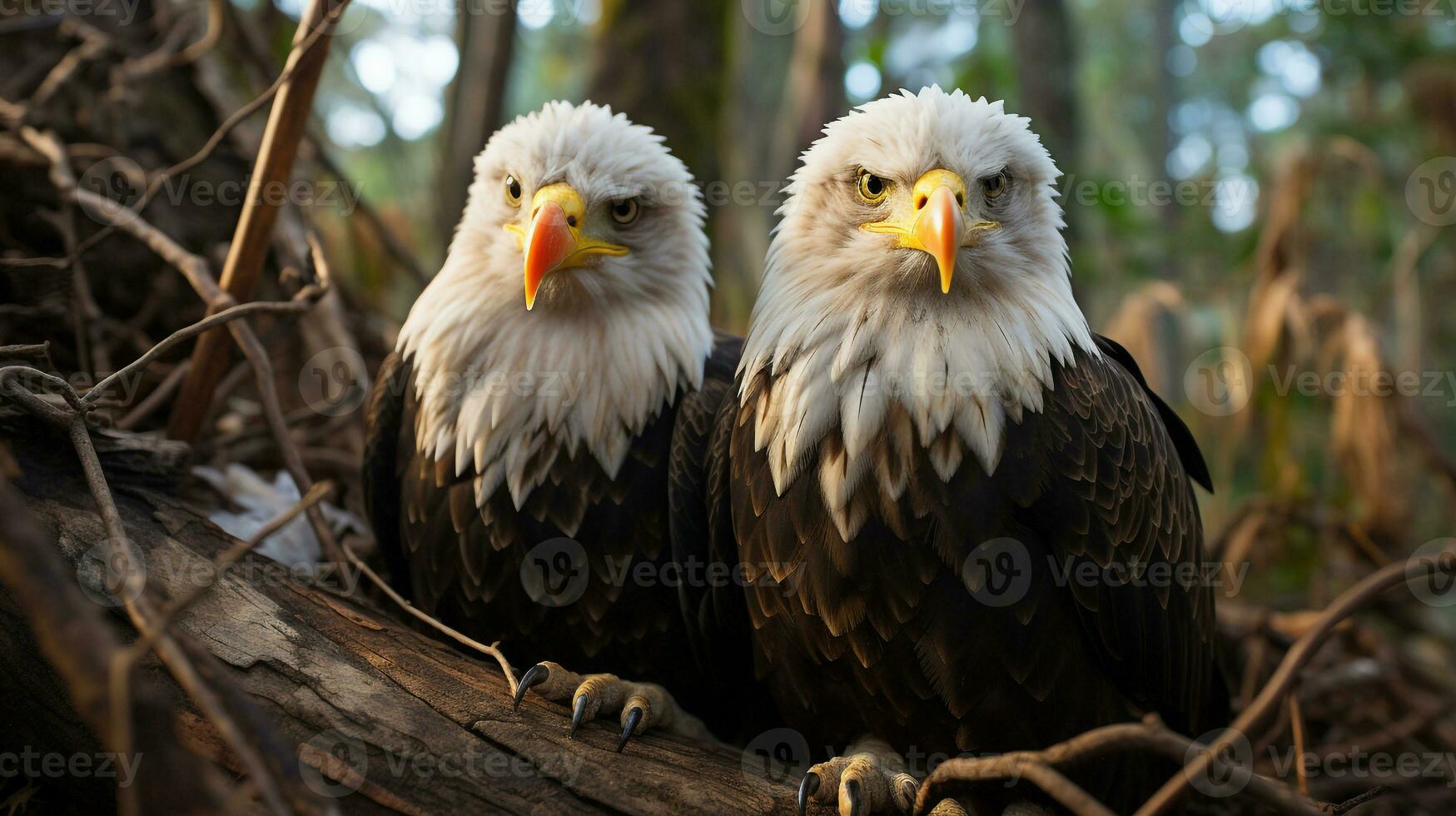 photo of heart-melting two Bald Eagles with an emphasis on expression of love. Generative AI
