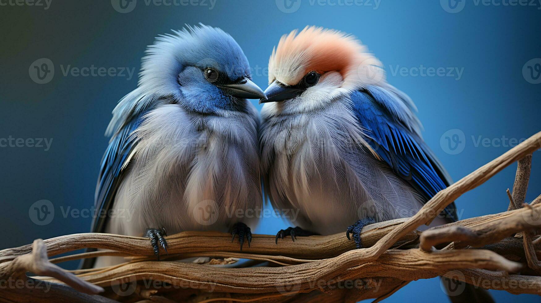 photo of heart-melting two Blue Jays with an emphasis on expression of love. Generative AI