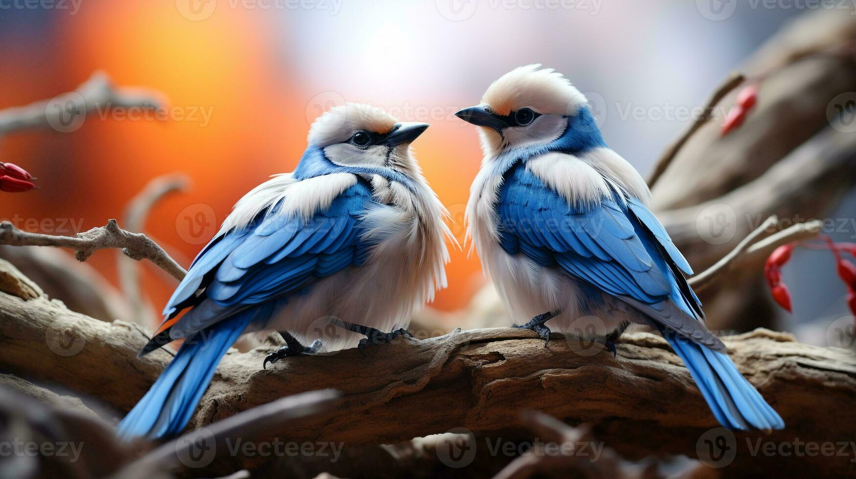 photo of heart-melting two Blue Jays with an emphasis on expression of love. Generative AI