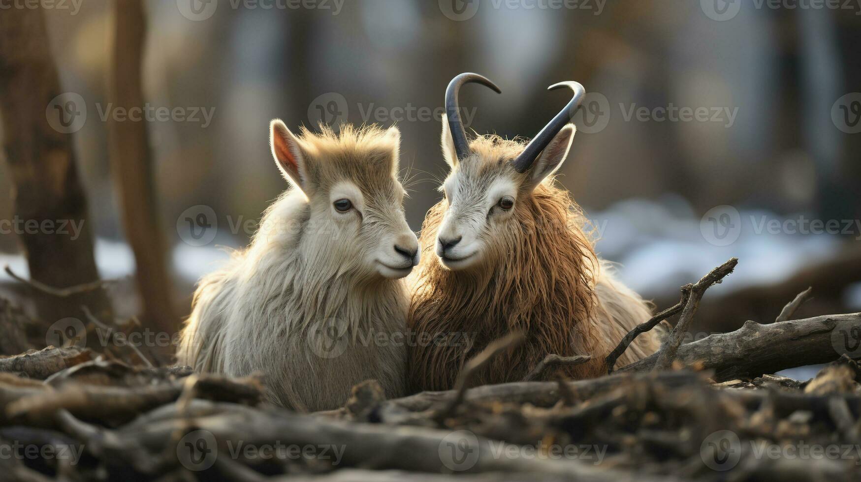 photo of heart-melting two Arabian Oryxs with an emphasis on expression of love. Generative AI