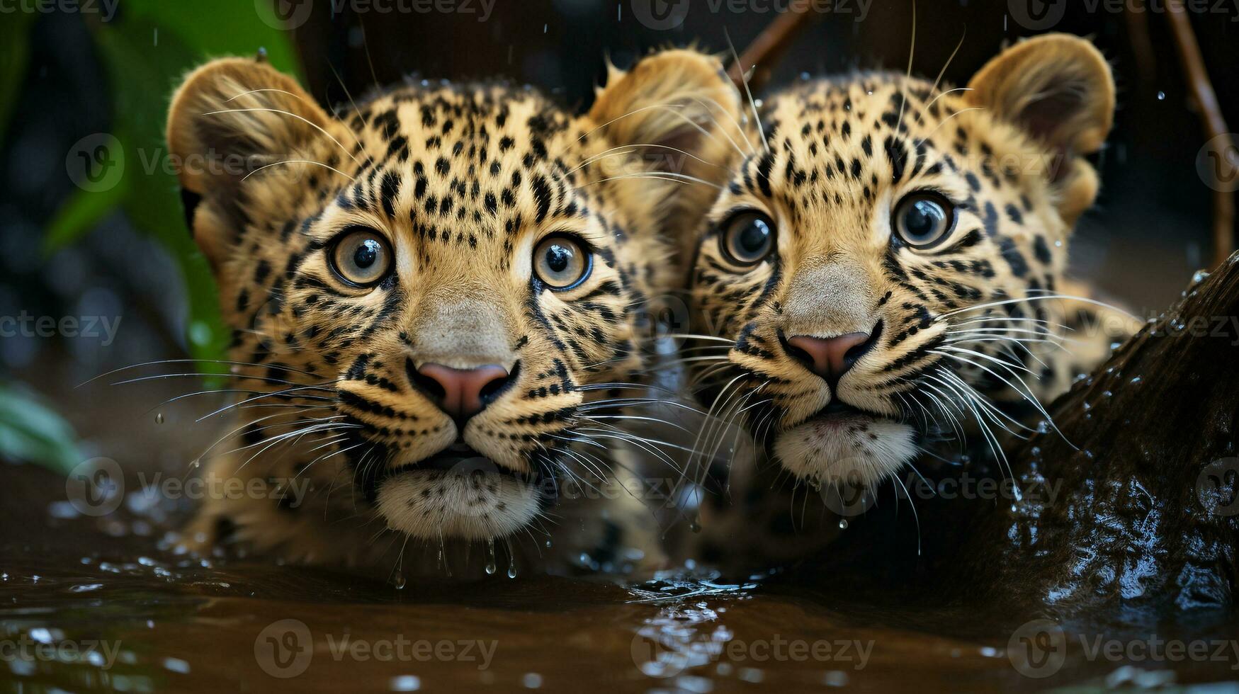 foto de conmovedor dos africano leopardos con un énfasis en expresión de amor. generativo ai