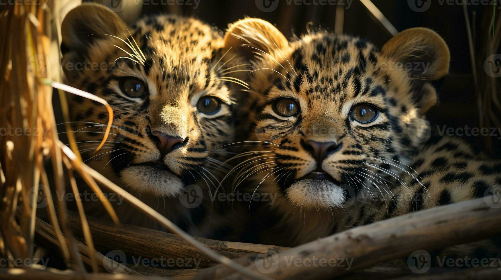 photo of heart-melting two African Leopards with an emphasis on expression of love. Generative AI