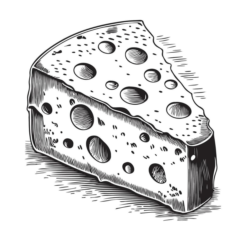 Piece of cheese sketch hand drawn in doodle style Food Vector illustration