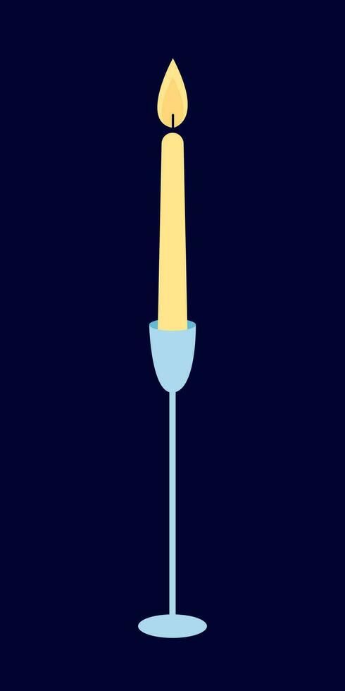 Candlestick in candleholder flat vector illustration