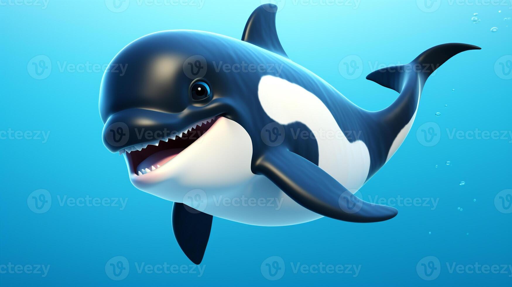 a cute little Killer Whale in Disney cartoon style. Generative AI photo