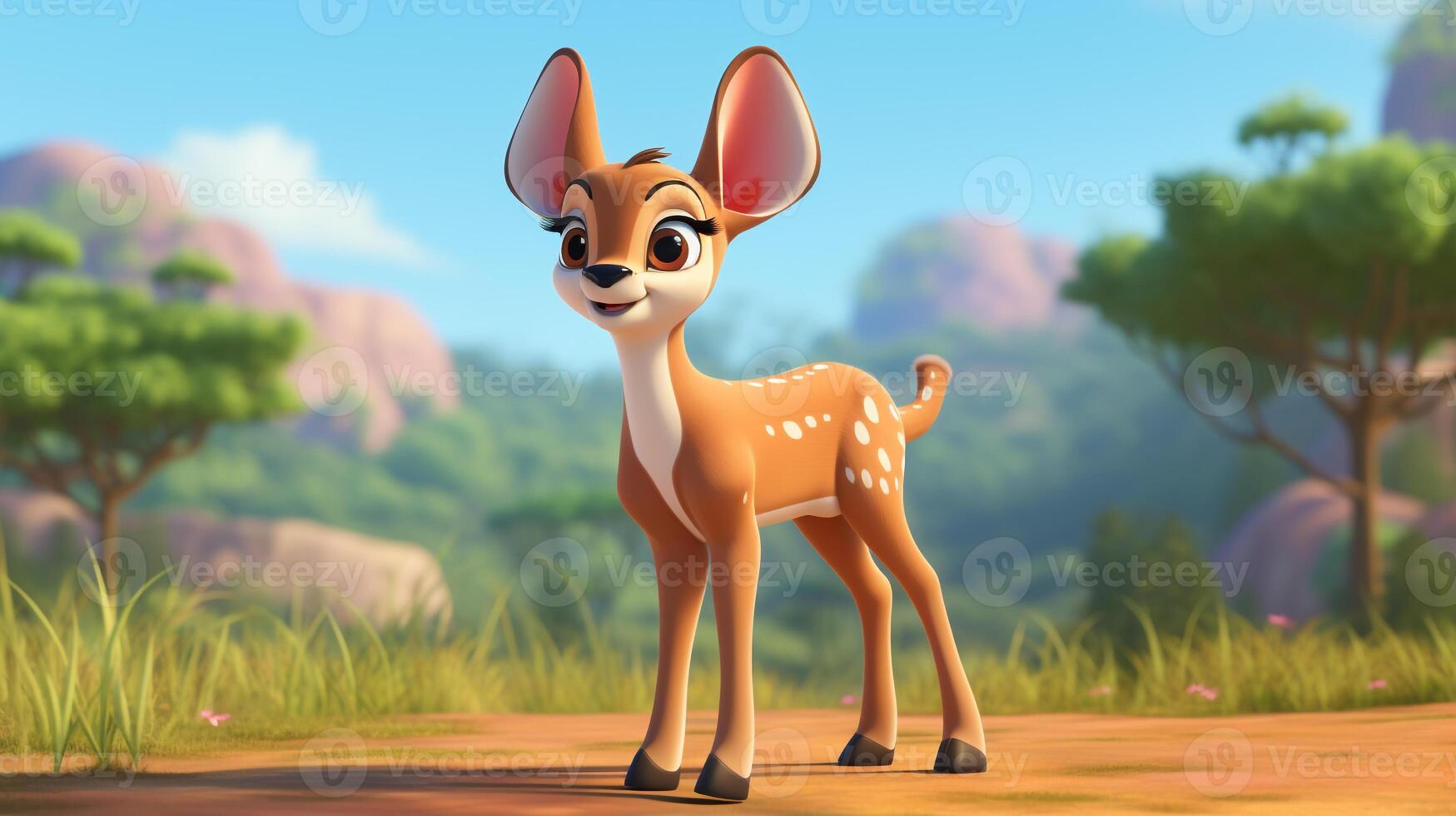 a cute little Impala in Disney cartoon style. Generative AI photo