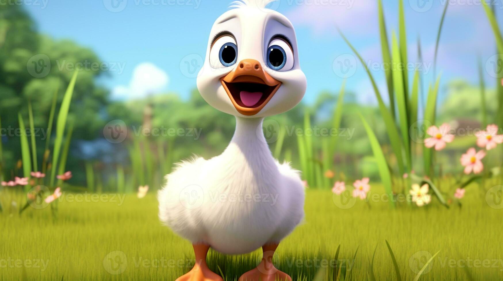 a cute little Goose in Disney cartoon style. Generative AI photo