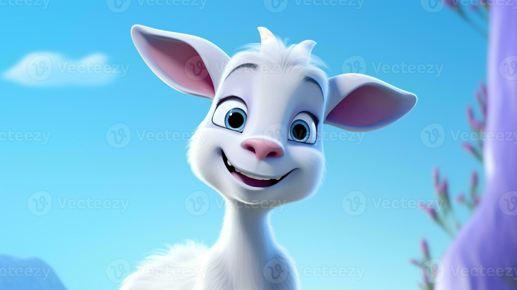 a cute little Goat in Disney cartoon style. Generative AI photo