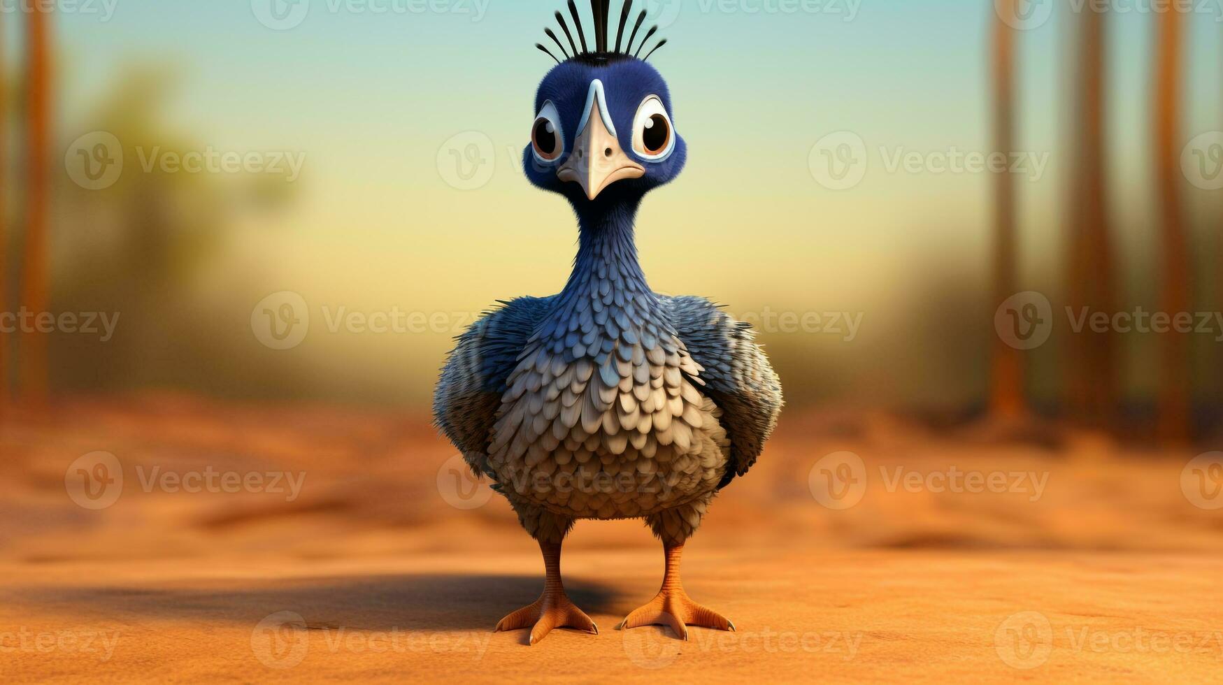 a cute little Guineafowl in Disney cartoon style. Generative AI photo